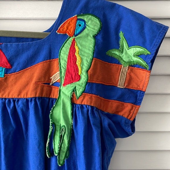VINTAGE PARROT APPLIQUÉ DRESS - Picture 2 of 3